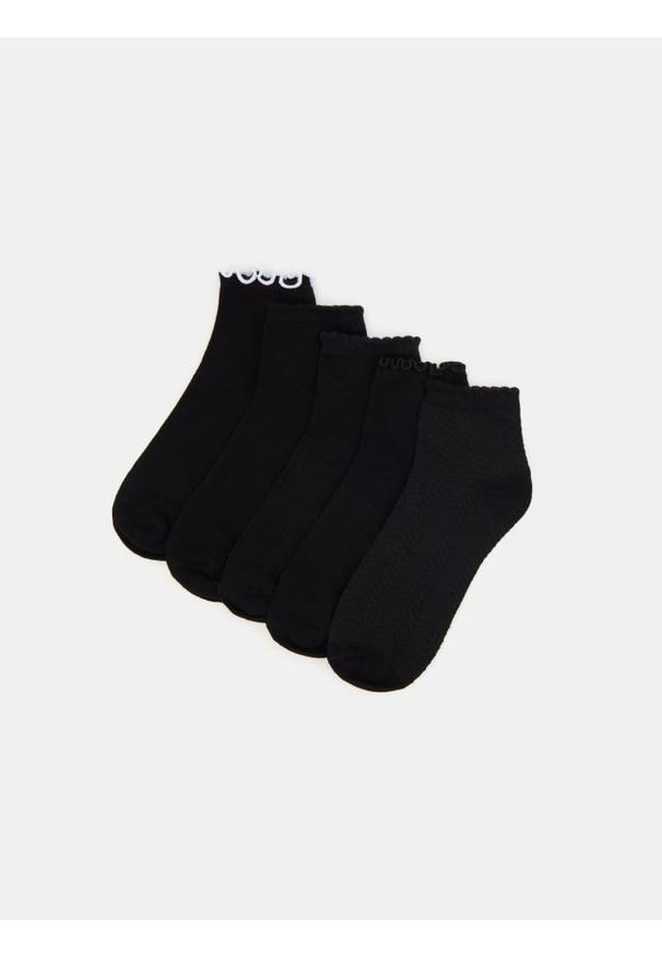 Sinsay - Skarpetki z falbanami 5 pack - czarny. Kolor: czarny