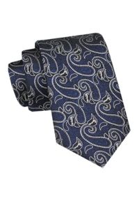 Elegancki Krawat Męski Angelo di Monti - Wzór Paisley na Granatowym Tle. Kolor: niebieski. Materiał: tkanina. Wzór: paisley. Styl: elegancki