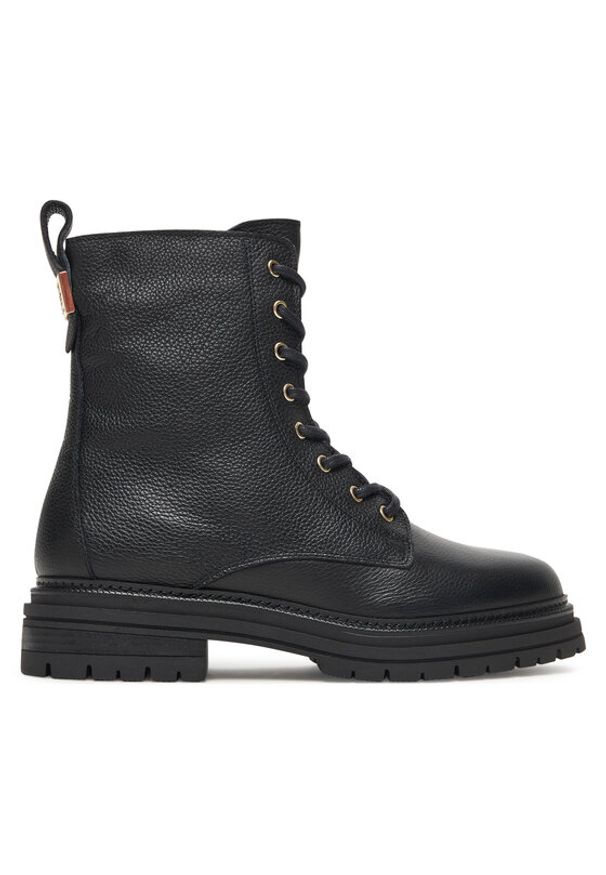TOMMY HILFIGER - Tommy Hilfiger Trzewiki Th Plaque Pebble Lace Boot Warm FW0FW08767 Czarny. Kolor: czarny. Materiał: skóra