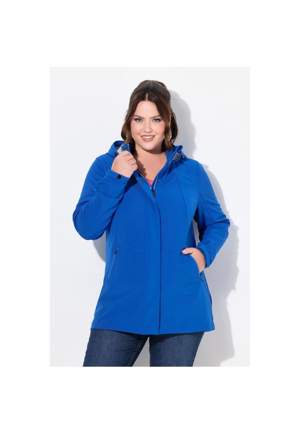 ULLA POPKEN - Damskie Kurtka softshell HYPRAR wodoodporna trapezowy krój kaptur. Kolekcja: plus size. Kolor: zielony, niebieski, wielokolorowy. Materiał: materiał, poliester, elastan. Sport: turystyka piesza