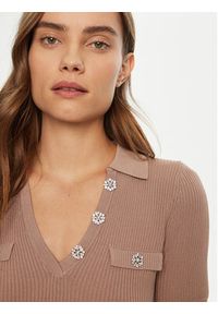 Guess Sweter W5RR25 Z2U00 Beżowy Regular Fit. Kolor: beżowy. Materiał: wiskoza