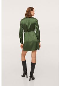 mango - Mango - Sukienka Sabrina. Kolor: zielony. Materiał: włókno. Długość rękawa: długi rękaw. Typ sukienki: rozkloszowane. Długość: mini #5