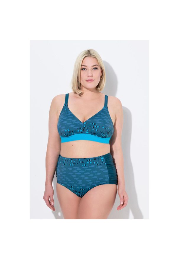 ULLA POPKEN - Damskie Bikini ryby bez miękkich miseczek regulowane ramiączka. Kolekcja: plus size. Kolor: zielony. Materiał: poliester, elastan, poliamid, materiał