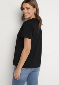Born2be - Czarny T-shirt z Bawełny Ozdobiony Haftem Kwiatka Nalariael. Okazja: na co dzień. Kolor: czarny. Materiał: bawełna. Wzór: haft, aplikacja, kwiaty. Styl: casual, elegancki #7