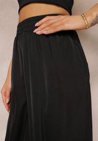 Renee - Czarne Szerokie Spodnie z Gumką w Talii Carleny. Kolor: czarny. Materiał: wiskoza, tkanina #5