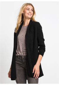 Długi sweter bez zapięcia bonprix czarny. Kolor: czarny. Długość: długie #3