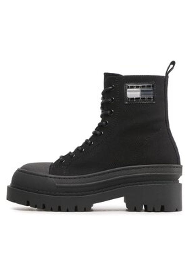 TOMMY HILFIGER - Tommy Hilfiger Botki Tjw Foxing Canvas EN0EN02216 Czarny. Kolor: czarny. Materiał: materiał