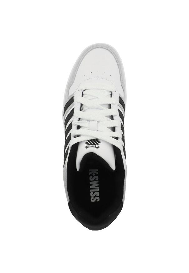 Buty do chodzenia męskie K-Swiss Court Palisades. Zapięcie: sznurówki. Kolor: biały. Materiał: zamsz, skóra, guma. Szerokość cholewki: normalna. Sport: turystyka piesza