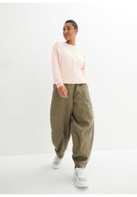 bonprix - Bluza oversize z kolorowym ściągaczem, z czystej bawełny. Kolor: różowy. Materiał: bawełna. Wzór: kolorowy #3