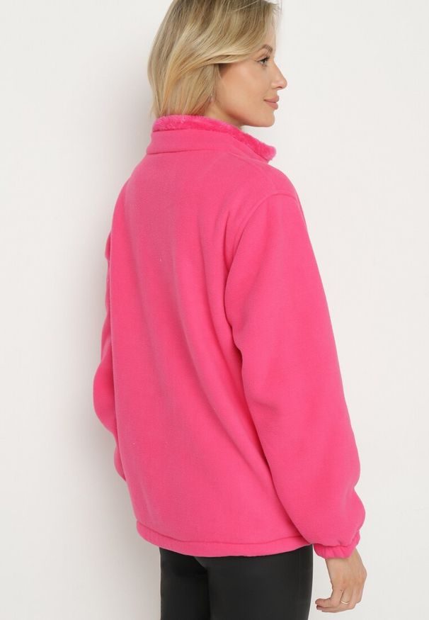 Born2be - Fuksjowy Klasyczny Polar ze Ściągaczami przy Rękawach Paradi. Okazja: na spacer, na co dzień. Kolor: różowy. Materiał: polar. Długość rękawa: długi rękaw. Długość: długie. Styl: klasyczny