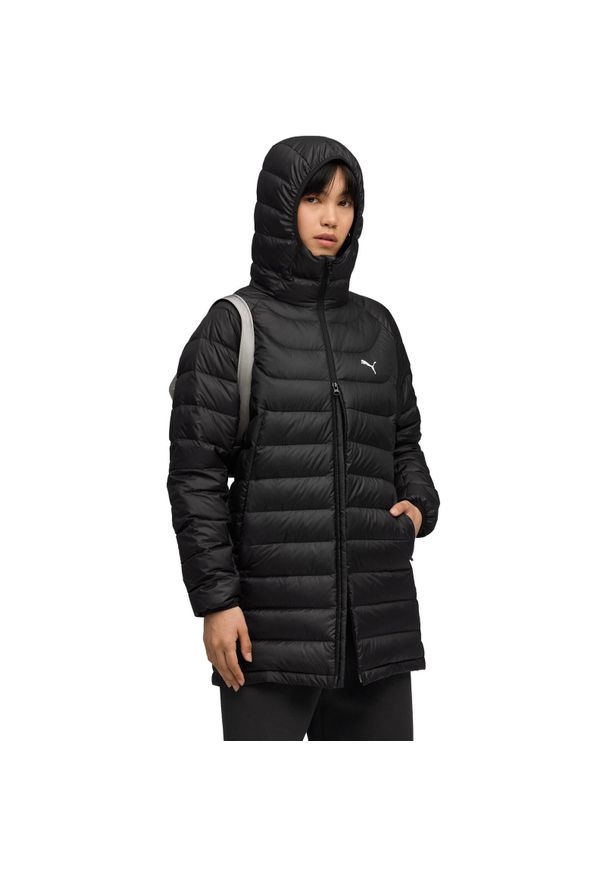 Kurtka damskie Puma Packlite Hooded Down Coat. Kolor: czarny. Materiał: poliester, materiał, puch. Sport: turystyka piesza