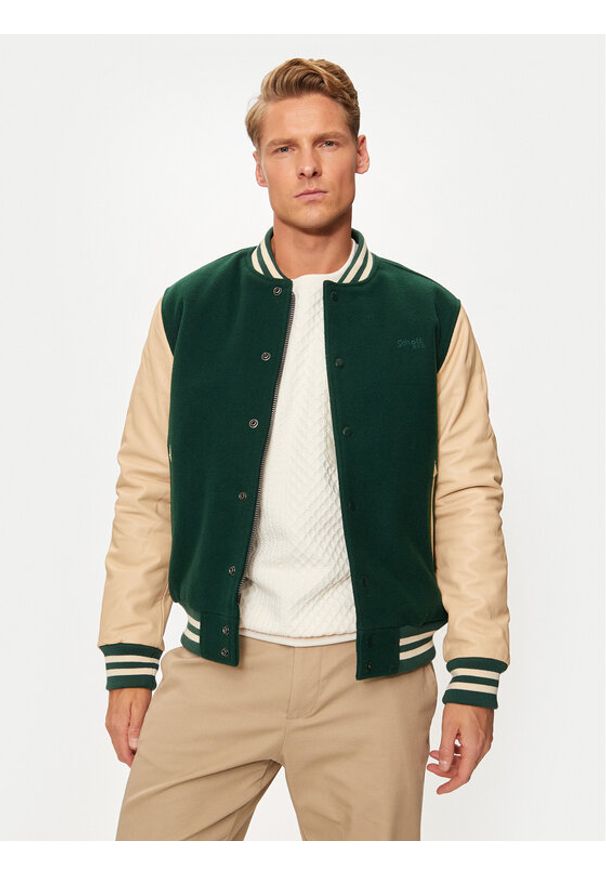 SCHOTT N.Y.C. Kurtka bomber LC8705 Zielony Regular Fit. Kolor: zielony. Materiał: wełna