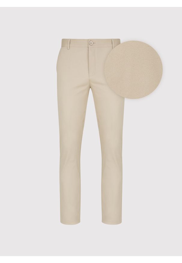 Pako Lorente - PAKO LORENTE – Beżowe gładkie spodnie męskie. Kolor: beżowy. Materiał: bawełna, elastan. Wzór: gładki. Styl: klasyczny