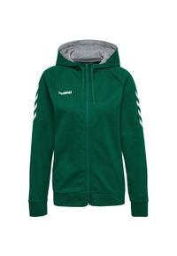 Bluza z kapturem do piłki ręcznej damska Hummel Go Cotton Zip Hoodie Woman. Typ kołnierza: kaptur. Kolor: wielokolorowy, zielony, biały