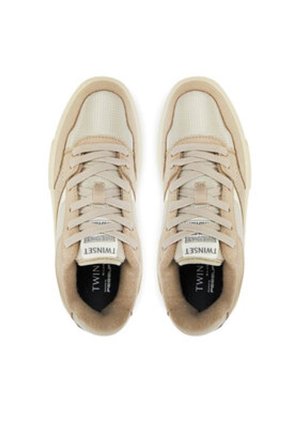 TwinSet - TWINSET Sneakersy 251TCP034 Beżowy. Kolor: beżowy. Materiał: materiał