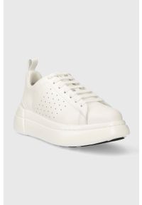Red Valentino sneakersy skórzane kolor biały 3Q2S0E11STP. Nosek buta: okrągły. Zapięcie: sznurówki. Kolor: biały. Materiał: skóra. Obcas: na platformie #4