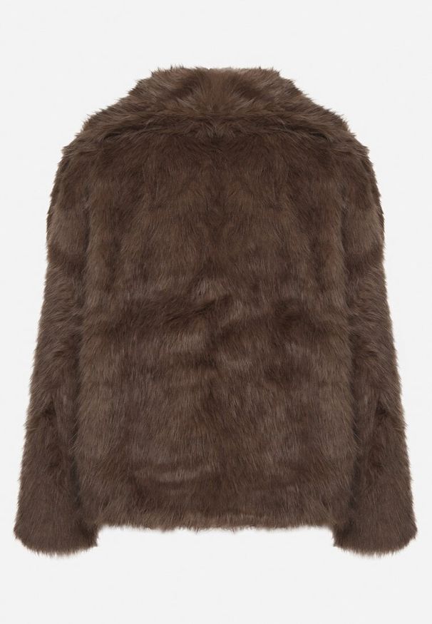 Born2be - Brązowa Kurtka Futro z Wsuwanymi Kieszeniami Liriena. Okazja: na spacer, na co dzień. Kolor: brązowy. Materiał: futro. Styl: casual, elegancki, klasyczny