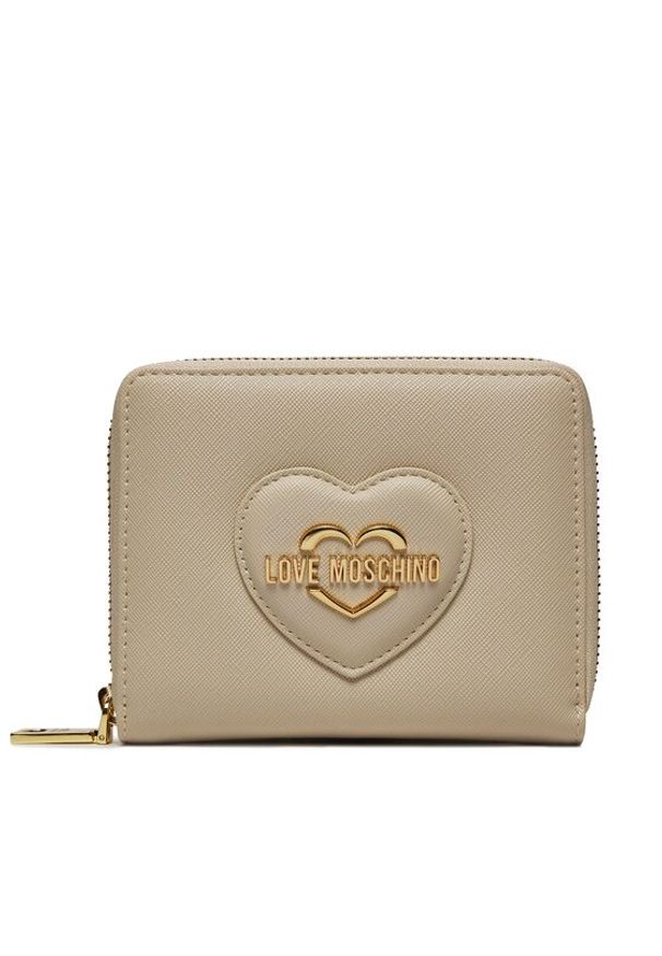 Love Moschino - LOVE MOSCHINO Mały Portfel Damski JC5733PP0IKL0110 Beżowy. Kolor: beżowy. Materiał: skóra