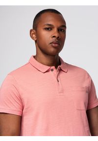 Ombre Clothing - Klasyczna koszulka polo z bawełnianej dzianiny – różowa V4 - Rozmiar: L. Okazja: na co dzień. Typ kołnierza: polo. Kolor: różowy. Materiał: bawełna, dzianina. Styl: klasyczny