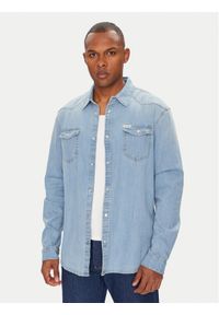 Guess Koszula jeansowa M4GH02 D3PF5 Niebieski Slim Fit. Kolor: niebieski. Materiał: bawełna