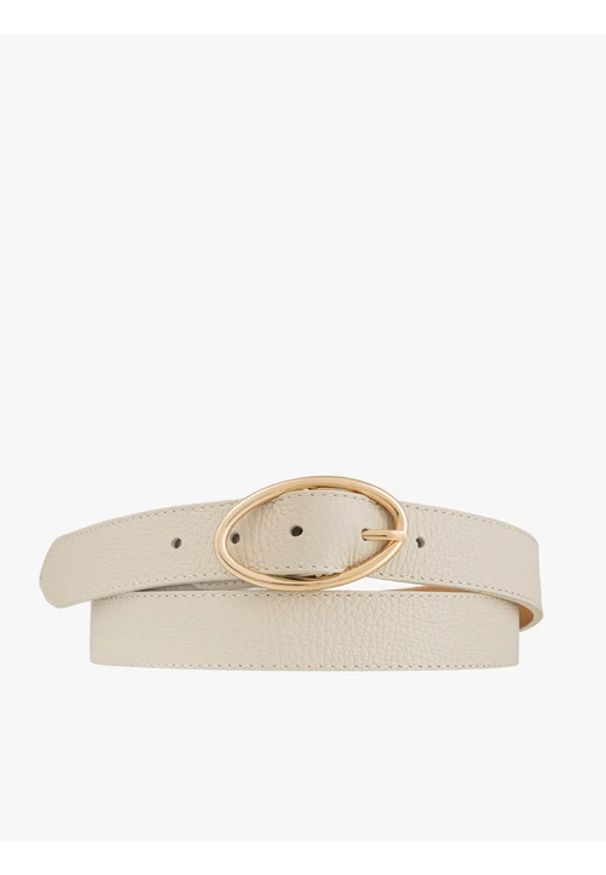 Ryłko - Kremowy pasek damski. Kolor: beżowy. Materiał: skóra