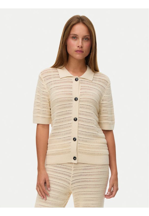 Vero Moda Kardigan Hayley 10340130 Beżowy Regular Fit. Kolor: beżowy. Materiał: bawełna
