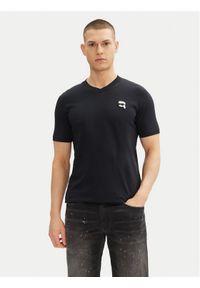 Karl Lagerfeld - KARL LAGERFELD T-Shirt 755021 552224 Granatowy Regular Fit. Typ kołnierza: dekolt w karo. Kolor: niebieski. Materiał: bawełna #1