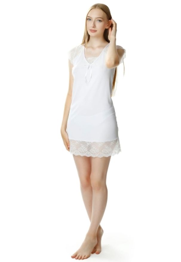 MEWA Lingerie - Krótka koszula nocna Alize damska koronkowa. Materiał: koronka. Długość: krótkie. Wzór: kwiaty, koronka