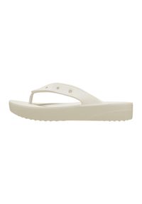 Japonki damskie Crocs Classic Platform. Kolor: beżowy. Materiał: syntetyk, materiał. Obcas: na platformie. Styl: sportowy
