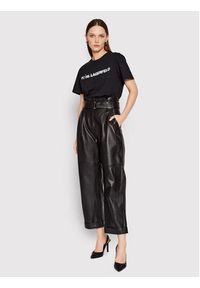 Karl Lagerfeld - KARL LAGERFELD Spodnie skórzane High Waist 220W1900 Czarny Relaxed Fit. Stan: podwyższony. Kolor: czarny. Materiał: skóra