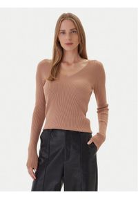 Kontatto Sweter 3M0818C Beżowy Slim Fit. Kolor: beżowy. Materiał: syntetyk