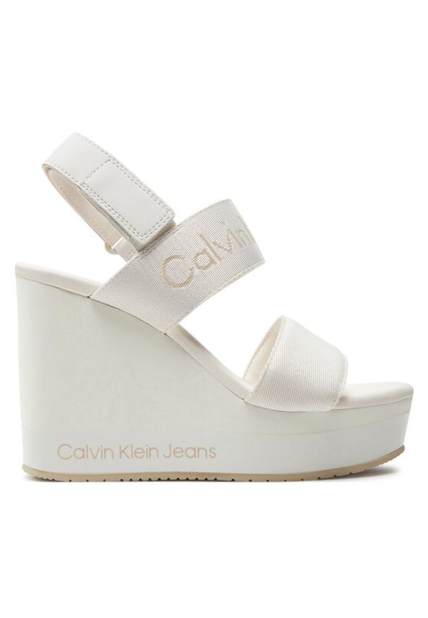 Calvin Klein Jeans Sandały Wedge Sandal Webbing In Mr YW0YW01360 Biały. Kolor: biały. Materiał: materiał