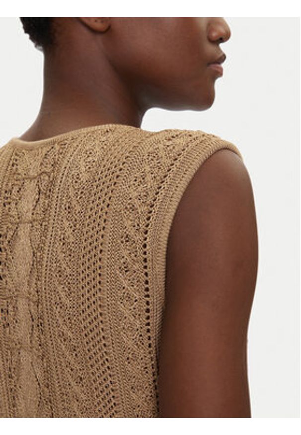 Luisa Spagnoli Sukienka dzianinowa Canape 58675 Beżowy Regular Fit. Kolor: beżowy. Materiał: wiskoza, syntetyk