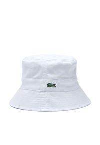 Lacoste - LACOSTE - Biały kapelusz typu bucket ze ściągaczem. Kolor: biały. Materiał: bawełna. Wzór: haft #3