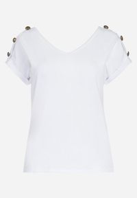 Born2be - Biały T-shirt Violante. Kolor: biały. Materiał: bawełna, dzianina, elastan, jersey. Długość: krótkie #4