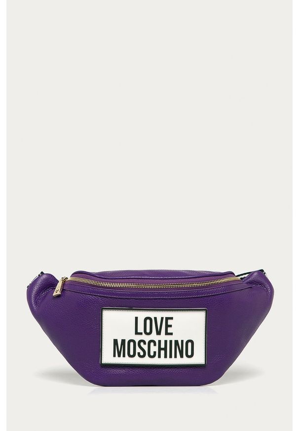 Love Moschino - Nerka skórzana. Kolor: fioletowy. Materiał: skóra. Wzór: aplikacja