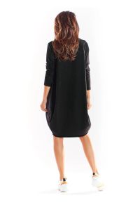 Infinite You - Bawełniana sukienka oversize z długim rękawem czarna. Okazja: na spacer, na co dzień, do pracy. Kolor: czarny. Materiał: bawełna. Długość rękawa: długi rękaw. Sezon: zima, wiosna, jesień, lato. Typ sukienki: oversize. Styl: casual, elegancki #2