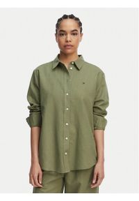 Tommy Jeans Koszula DW0DW22209 Zielony Relaxed Fit. Kolor: zielony. Materiał: len #1