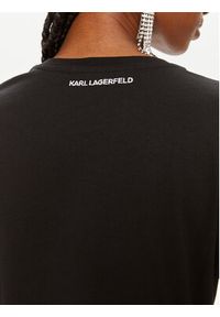 Karl Lagerfeld - KARL LAGERFELD T-Shirt Essential 245W1714 Czarny Regular Fit. Typ kołnierza: dekolt w karo. Kolor: czarny. Materiał: bawełna