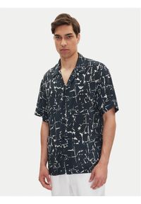 Emporio Armani Koszula EM000593 AF12351 FB070 Granatowy Regular Fit. Kolor: niebieski. Materiał: wiskoza