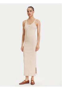 Tommy Jeans Sukienka letnia Racerback DW0DW22329 Beżowy jasny Slim Fit. Kolor: beżowy. Materiał: bawełna. Sezon: lato #1
