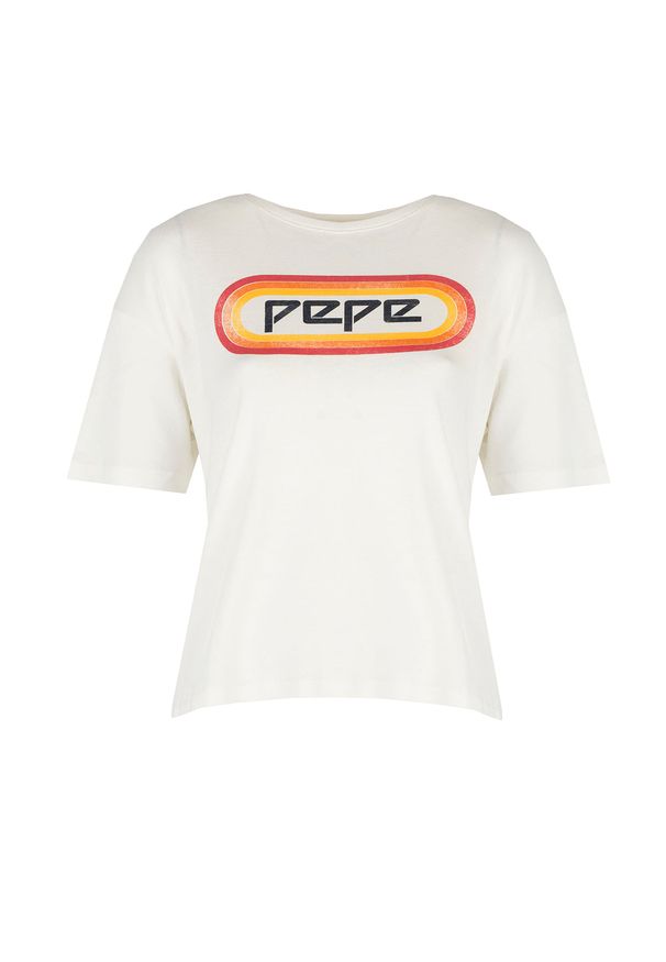 Pepe Jeans T-Shirt "Paula" | PL504476 | Paula | Kobieta | Kremowy. Okazja: na co dzień. Kolor: kremowy. Materiał: bawełna. Wzór: nadruk. Styl: casual