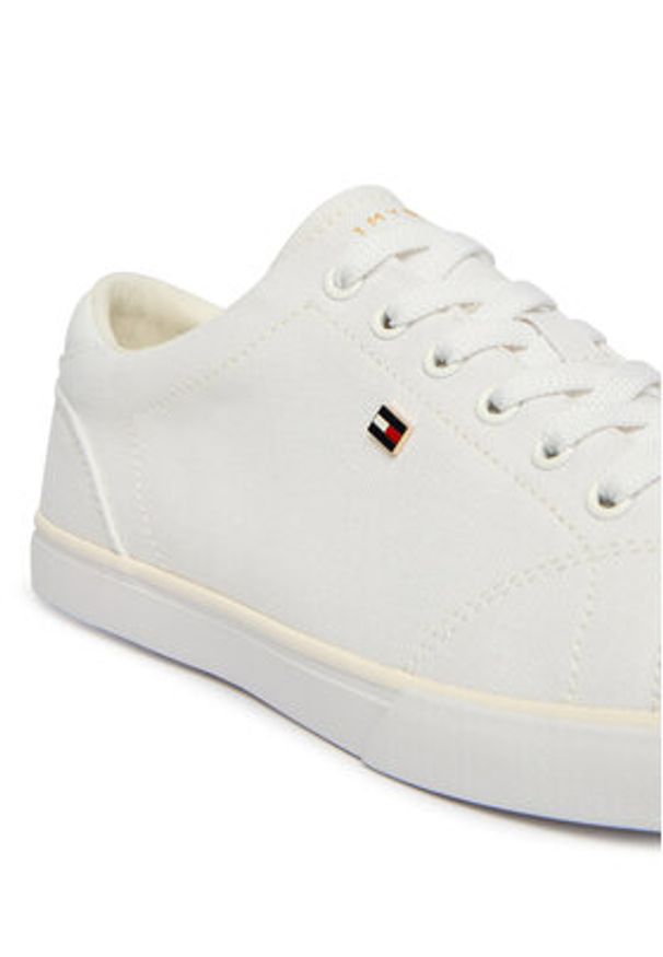 TOMMY HILFIGER - Tommy Hilfiger Tenisówki Th Low Profile Vulc Canvas FW0FW09102 Biały. Kolor: biały. Materiał: materiał