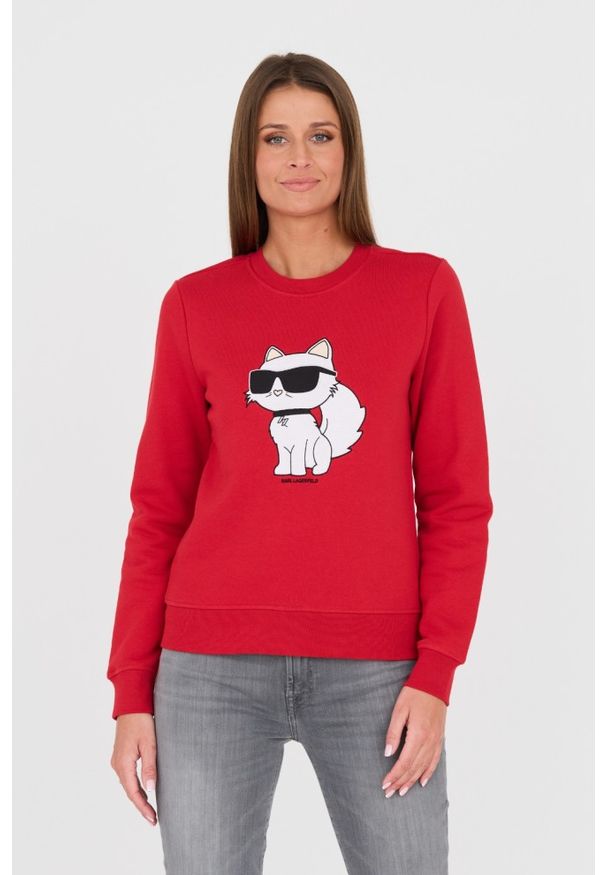 Karl Lagerfeld - KARL LAGERFELD Czerwona damska bluza Ikonik 2.0, Rozmiar L. Kolor: czerwony
