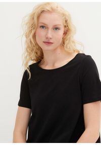 bonprix - Sukienka shirtowa z przędzy mieszankowej, z kieszeniami, w dł. do kolan. Kolor: czarny. Długość: midi