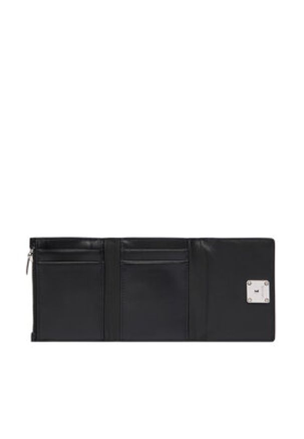 Calvin Klein Mały Portfel Damski Emblem Hw Medium Trifold LV04F1082G Czarny. Kolor: czarny. Materiał: skóra
