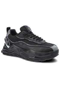 Czarne Sneakersy Damskie Cross Jeans Modne Obuwie. Kolor: czarny. Materiał: materiał, skóra ekologiczna. Szerokość cholewki: normalna. Wzór: nadruk, jednolity, aplikacja #1