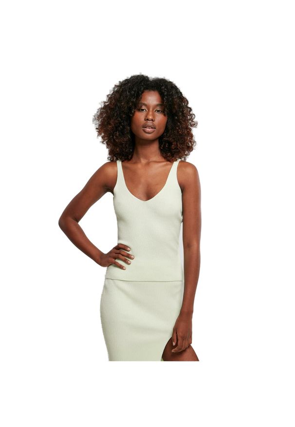 Koszulka damska z prążkowanego materiału Urban Classics GT. Kolor: zielony. Materiał: prążkowany, materiał. Wzór: prążki. Styl: sportowy, elegancki