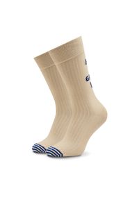 Happy-Socks - Happy Socks Skarpety wysokie unisex SOU01-1700 Beżowy. Kolor: beżowy. Materiał: materiał, bawełna