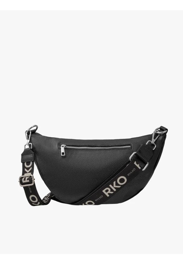 Ryłko - Pojemna nerka-crossbody. Kolor: czarny. Materiał: skórzane. Styl: street